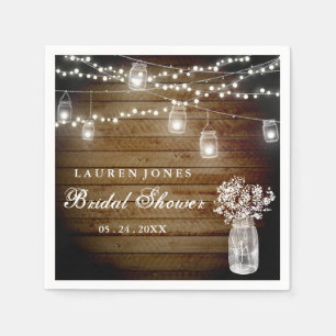 Serviette En Papier Lumières de jarre de maçon en bois rustique Nappe