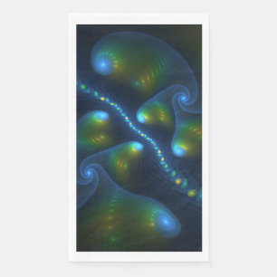 Serviette En Papier Lumières de l'Imaginaire Abstrait Bleu Vert Jaune 