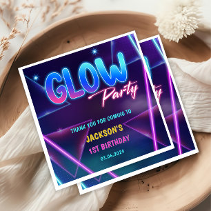 Serviette En Papier Lumières de Neon lumineux Merci fête d'anniversair