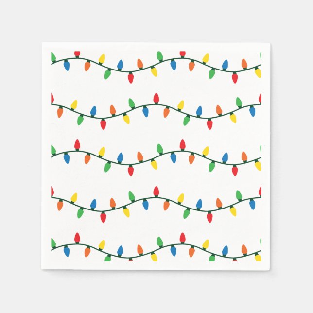 Serviette En Papier Lumières de Noël scintillantes (Devant)