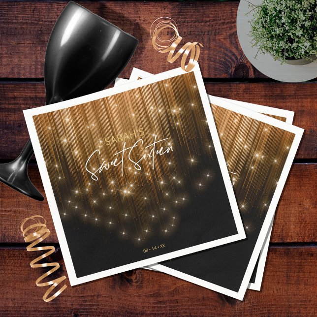 Serviette En Papier Lumières en cascade Sweet 16 Gold ID790 (Créateur téléchargé)