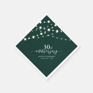 Serviette En Papier Lumières Guirlandes Vert 30e Anniversaire de Mar