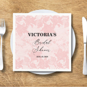 Serviette En Papier Lunch de mariage en dentelle rose
