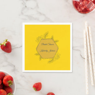 Serviette En Papier Lunch de mariage Hexagone Élégance Dorée