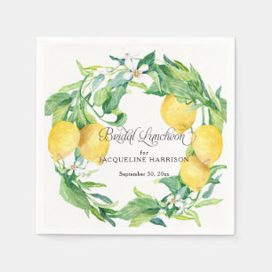 Serviette En Papier Luncheon nuptial vert citron blanc fleuri
