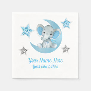 Serviette En Papier Lune bleue Eléphant Baby shower serviettes Anniver