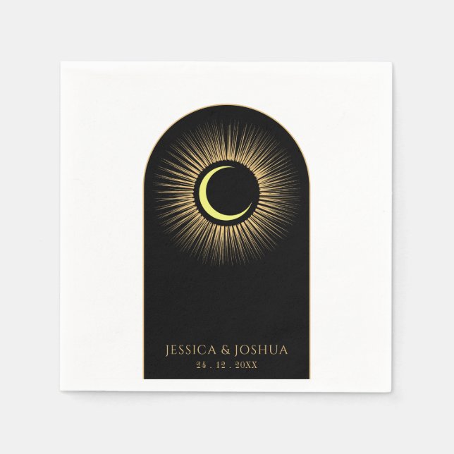 Serviette En Papier Lune de soleil mystique noire céleste (Devant)