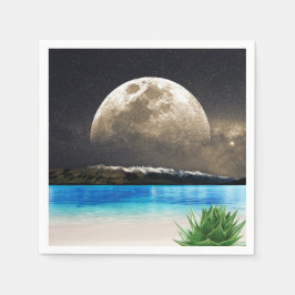 Serviette En Papier Lune Et Plage