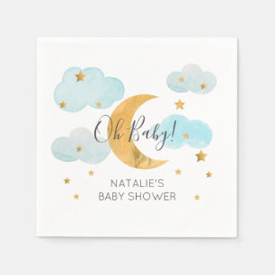 Serviette En Papier Lune & Etoiles Baby shower Clouds Bleus serviettes