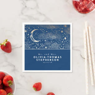 Serviette En Papier Lune Étoiles Ciel nocturne Mystique Romantique
