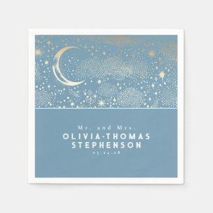 Serviette En Papier Lune Étoiles Nuit Ciel Mystique Romantique