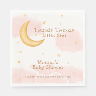 Serviette En Papier Lune Stars Twinkle Twinkle Girl Baby Douche