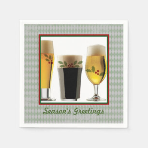 Serviette En Papier Lunettes de bière et Joyeuses Fêtes Holly