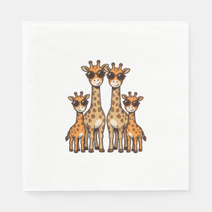 Serviette En Papier Lunettes de soleil de la famille de la girafe Cool