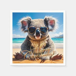 Serviette En Papier Lunettes de soleil Koala Plage ensoleillée Joyeux