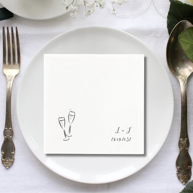 Serviette En Papier Lunettes de vin Whimsical Customisé Initiales Mari (Créateur téléchargé)