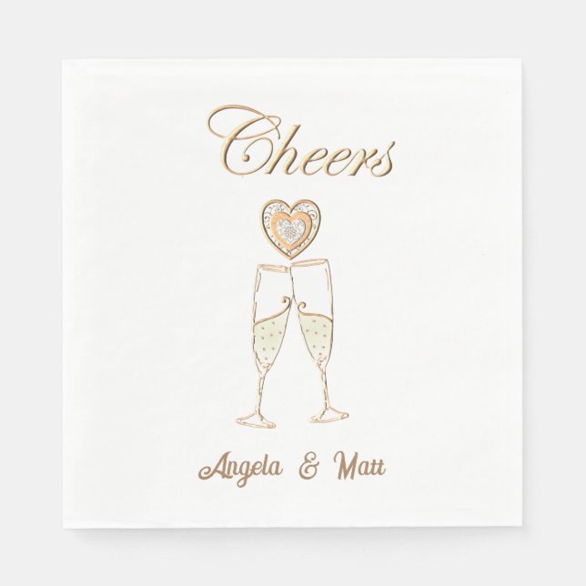 Serviette En Papier Lunettes et coeurs de champagne personnalisés (Devant)