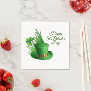 Serviette En Papier Lutin de la St Patrick Chanceux Chapeau à Clou dan