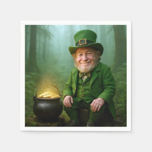 Serviette En Papier Lutin irlandais avec un pot d'or