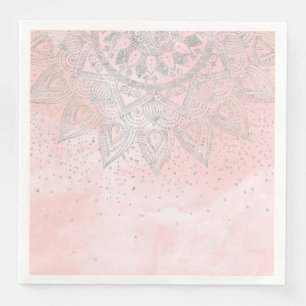 Serviette En Papier Luxe argenté gris mandala confetti design