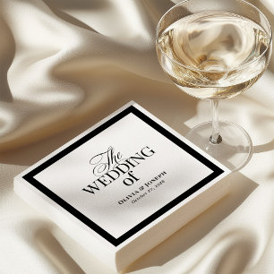 Serviette En Papier Luxe classique   Élégant Mariage noir et blanc