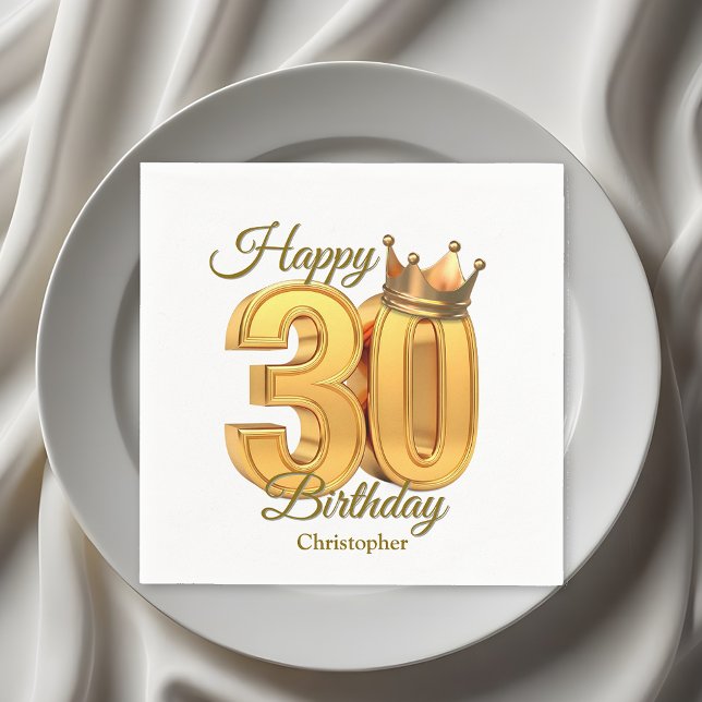 Serviette En Papier Luxe Elégant Golden Royal Crown 30e anniversaire (Créateur téléchargé)