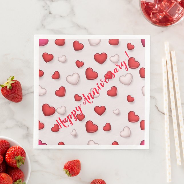 Serviette En Papier Luxe Moderne Élégant Amour Rouge Coeur (En situation)