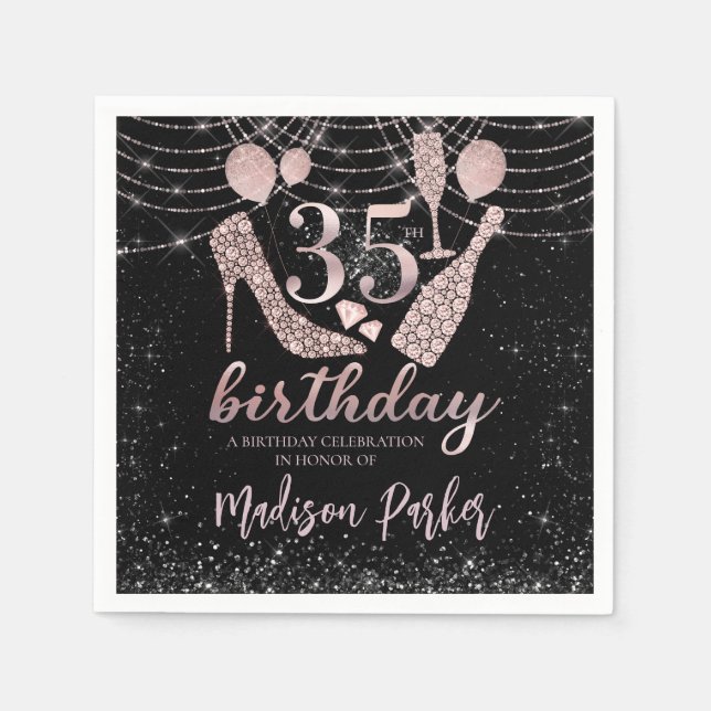 Serviette En Papier Luxe personnalisé 35e anniversaire (Devant)