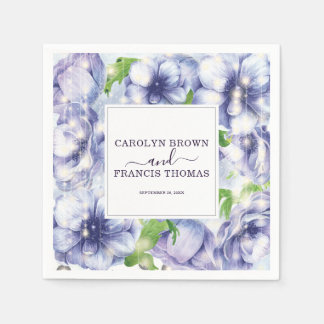 Serviette En Papier Luxe Personnalisé Floral Anemone Purple Mariage