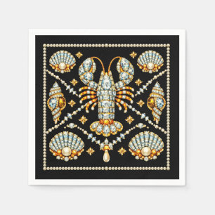Serviette En Papier Luxueux Homard Motif Orné de Diamants