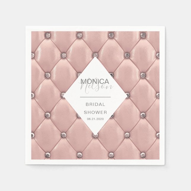 Serviette En Papier luxueux rose or tufted nuptiale douche (Devant)