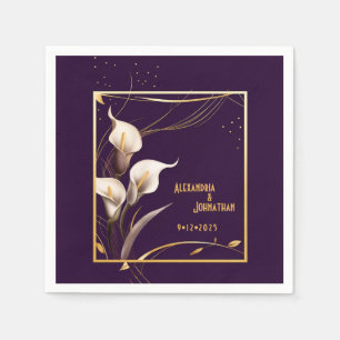 Serviette En Papier Luxueux violet et ivoire Calla Lily Mariage