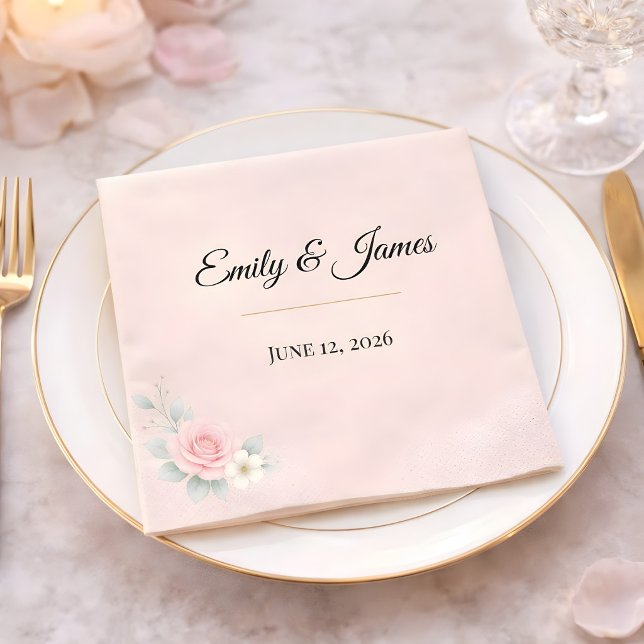Serviette En Papier Luxury Blush Wedding (Luxury blush reception napkin for wedding collection)