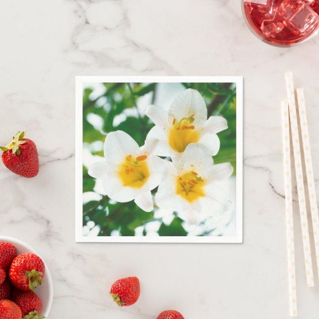 Serviette En Papier Lys blancs - Lilium candidum (En situation)
