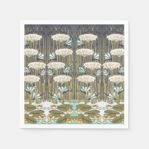 Serviette En Papier Lys d'eau, libellules, Marais Art Nouveau