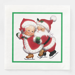 Serviette En Papier M. et Mme Claus patinage sur glace