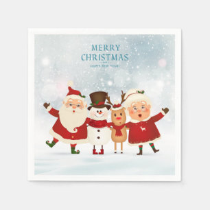 Serviette En Papier M. et Mme Claus Snowman et Reindeer