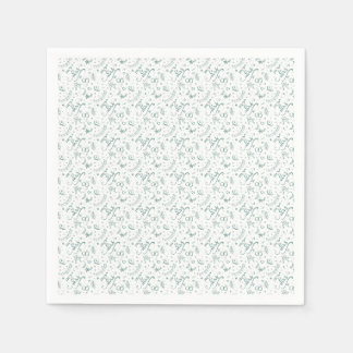 Serviette En Papier M et Mme cute doodles vert sauge