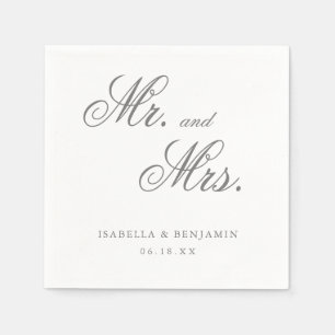 Serviette En Papier M. et Mme Elegant Mariage officiel Grey