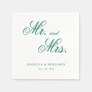 Serviette En Papier M. et Mme Formal Elegant Mariage Emerald Green
