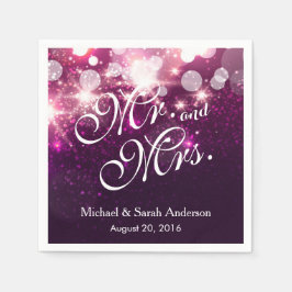 Serviette En Papier M. et Mme - Glam Parties scintillant rose Mariage