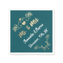 M. et Mme Heart turquoise Aqua White Champaigne Go