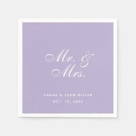 Serviette En Papier M. et Mme Lavender Mariage Purple White Script