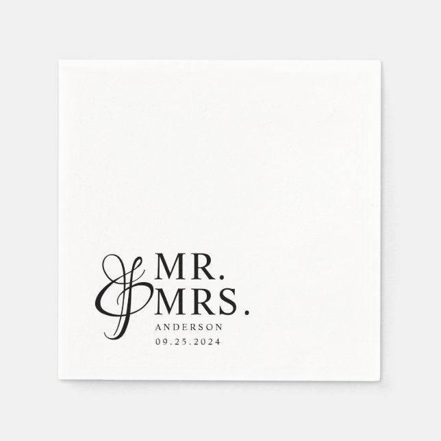 Serviette En Papier M. Et Mme. | Mariage élégant moderne (Devant)