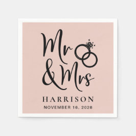 Serviette En Papier M. Mme Blush Pink Mariage