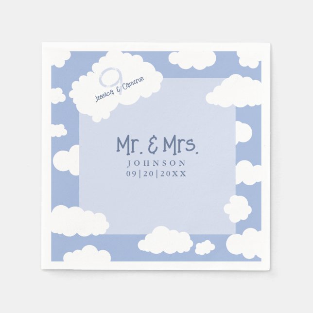 Serviette En Papier M. & Mme Cloud Neuf 9 Soirée De Mariage Whimsical (Devant)
