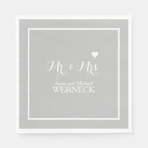 Serviette En Papier M. & Mme noms Grey Mariage Napkins