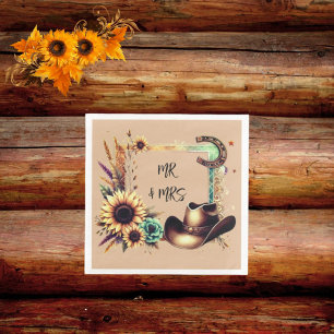 Serviette En Papier M. & Mme Rustic Mariage de tournesol