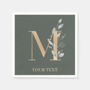 Serviette En Papier M Monogram Floral Napkins personnalisé