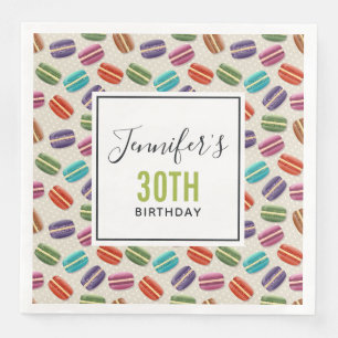 Serviette En Papier Macarons Motifs parisiens colorés Anniversaire